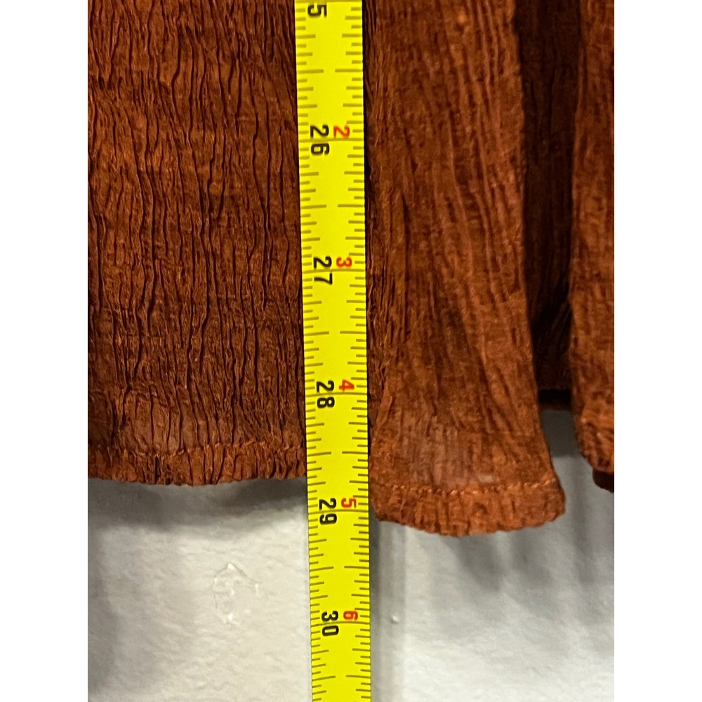 Andree by Unit Rust Brown Crinkle Tiered Ruffle Long Sleeve Top 1X‎ - Picture 6 of 7
